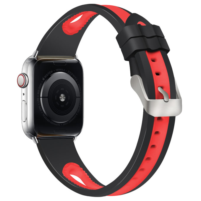 A.r7.1.6 Back Black & Red StrapsCo Silicone Rubber Sport Watch Band Strap For Apple Watch Series 4 40mm 44mm