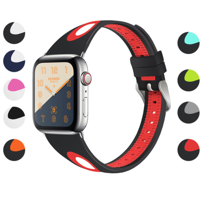 A.r7.1.6 Gallery Black & Red StrapsCo Silicone Rubber Sport Watch Band Strap For Apple Watch Series 4 40mm 44mm