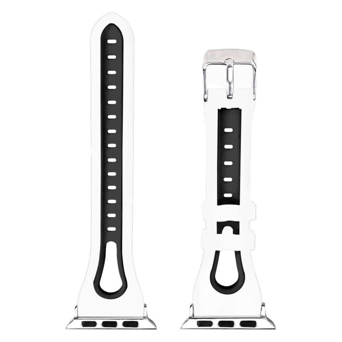 A.r7.22.1 Up White & Black StrapsCo Silicone Rubber Sport Watch Band Strap For Apple Watch Series 4 40mm 44mm