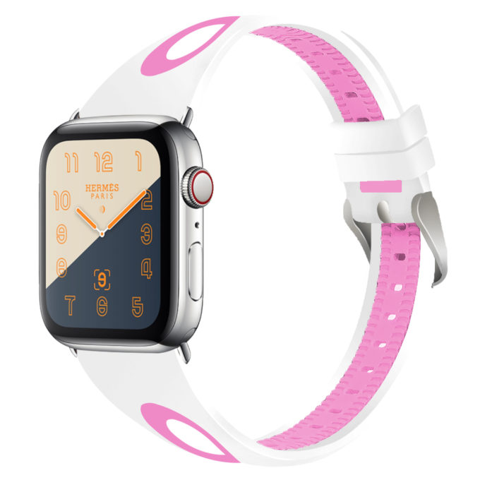 A.r7.22.13 Main White & Pink StrapsCo Silicone Rubber Sport Watch Band Strap For Apple Watch Series 4 40mm 44mm