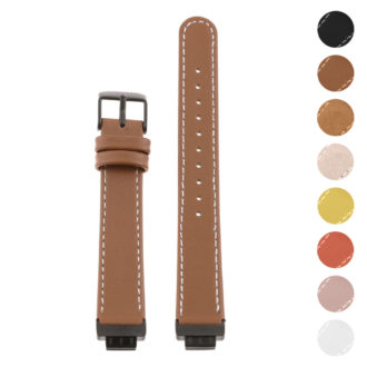 Fb.l21.2.mb Gallery Brown With Black Buckle StrapsCo Leather Watch Band Strap With Contour Stitching And Black Buckle For Fitbit Inspire & Inspire HR