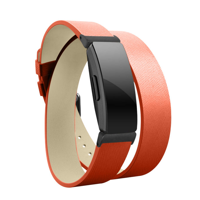 Fb.l31.12.mb Angle Orange With Black Buckle StrapsCo Double Wrap Around Leather Watch Band Strap With Black Buckle For Fitbit Inspire & Inspire HR