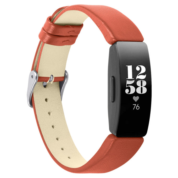 Fb.l32.12 Main Orange StrapsCo Smooth Leather Watch Band Strap For Fitbit Inspire & Inspire HR