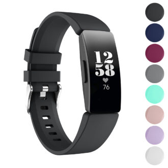 Fb.r42.1 Gallery Black StrapsCo Silicone Rubber Watch Band Strap For Fitbit Inspire & Inspire HR Small Large