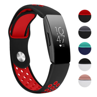 Fb.r45.1.6 Gallery Black & Red StrapsCo Perforated Silicone Rubber Watch Band Strap For Fitbit Inspire & Inspire HR