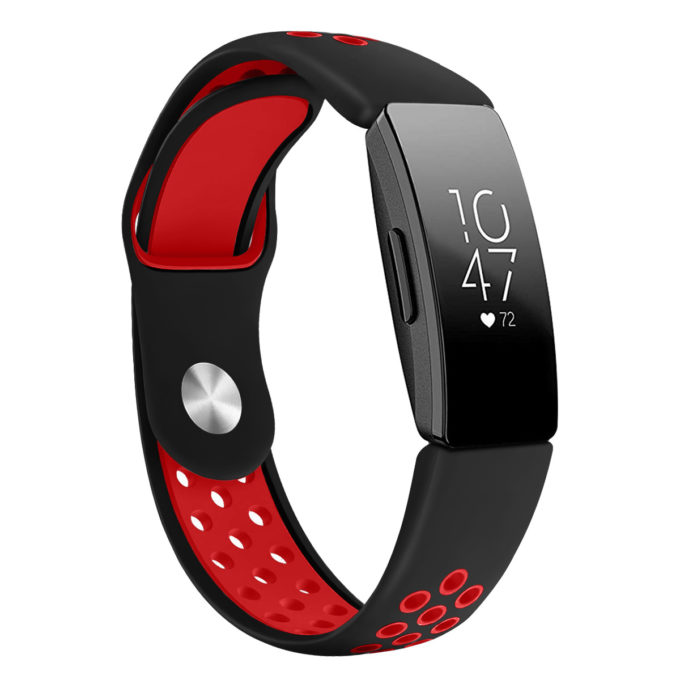 Fb.r45.1.6 Main Black & Red StrapsCo Perforated Silicone Rubber Watch Band Strap For Fitbit Inspire & Inspire HR