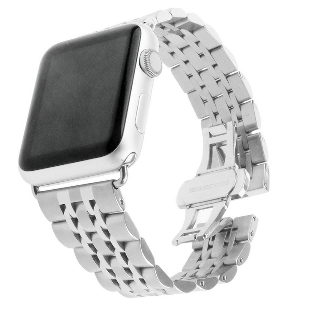 A.m4.ss Main Silver StrapsCo Stainless Steel Link Watch Band Strap For Apple Watch Series 1234 38mm 40mm 42mm 44mm