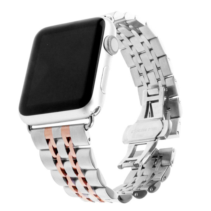 A.m4.ss.rg Main Silver & Rose Gold StrapsCo Stainless Steel Link Watch Band Strap For Apple Watch Series 1234 38mm 40mm 42mm 44mm