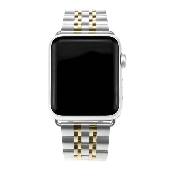 A.m4.ss.yg Front Silver & Yellow Gold StrapsCo Stainless Steel Link Watch Band Strap For Apple Watch Series 1234 38mm 40mm 42mm 44mm