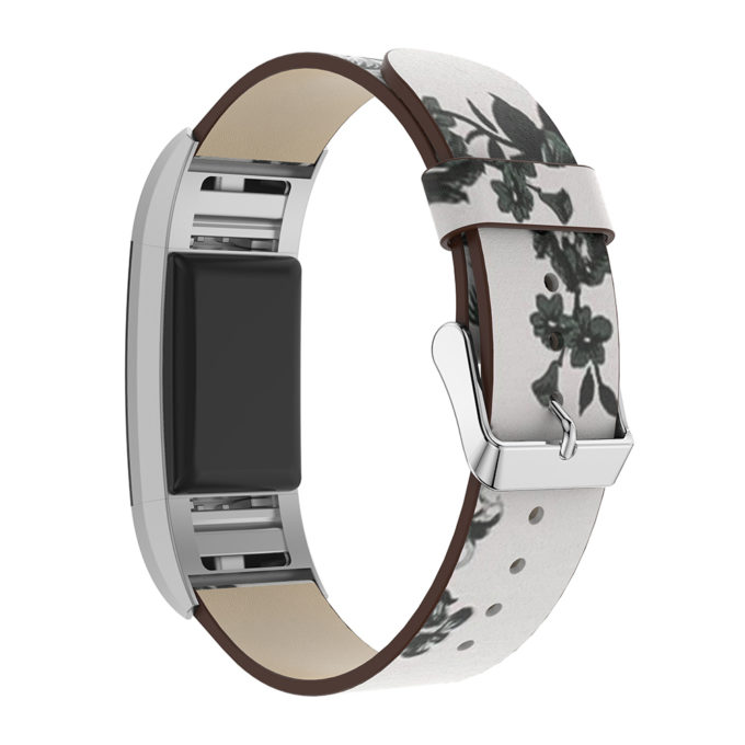 Fb.l7.22 Back White Peonies StrapsCo Leather Watch Band Strap With Peonies Floral Pattern For Fitbit Charge 2