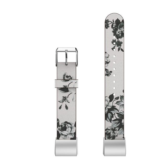 Fb.l7.22 Up White Peonies StrapsCo Leather Watch Band Strap With Peonies Floral Pattern For Fitbit Charge 2