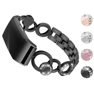 Fb.m73.mb Gallery Black StrapsCo Alloy Watch Bracelet Band Strap With Rhinestones For Fitbit Charge 3