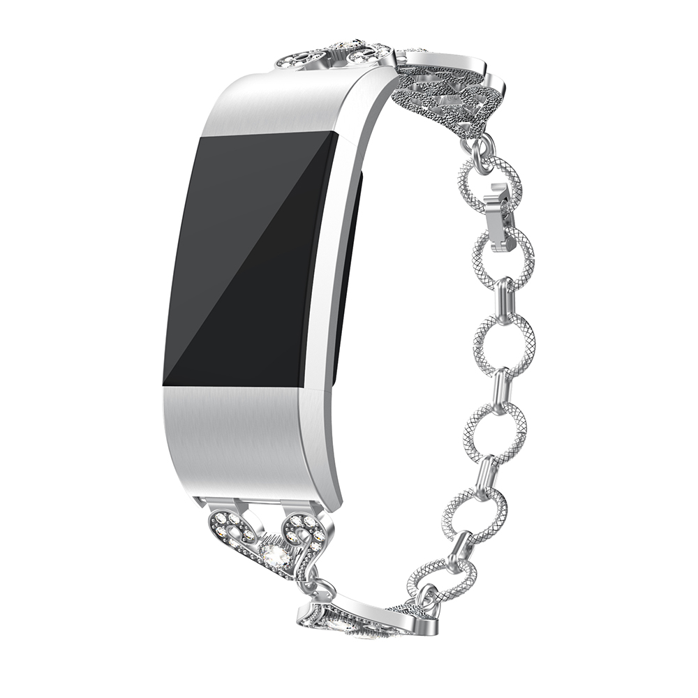 For Fitbit Charge 2 Replacement Stainless Steel Elegant Bracelet with Rhinestone 