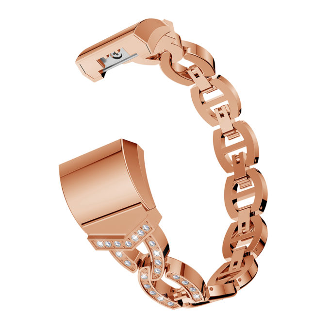 Fb.m75.rg Angle Rose Gold StrapsCo Alloy Watch Bracelet Band Strap With Rhinestones For Fitbit Charge 2