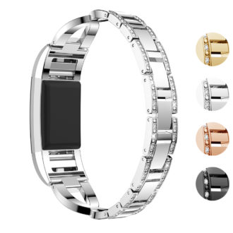 Fb.m76.ss Gallery Silver StrapsCo Alloy Watch Bracelet Band Strap With Rhinestones For Fitbit Charge 2