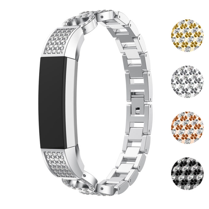 Fb.m89.ss Gallery Silver StrapsCo Alloy Watch Bracelet Band Strap With Rhinestones For Fitbit Alta & Alta HR