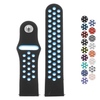 Fb.r37.1.5 Gallery Black & Blue StrapsCo Perforated Silicone Rubber Watch Band Quick Release Strap For Fitbit Versa SmallLarge
