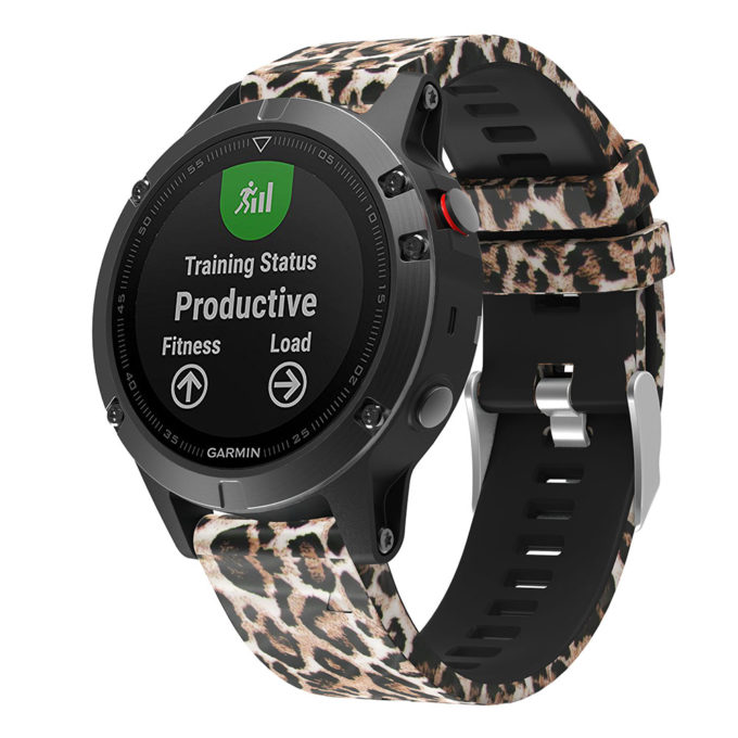 G.r30.l Main Leopard StrapsCo QuickFit 22 Silicone Rubber Watch Band Strap For Garmin Fenix 5 & Forerunner 935 & Instinct