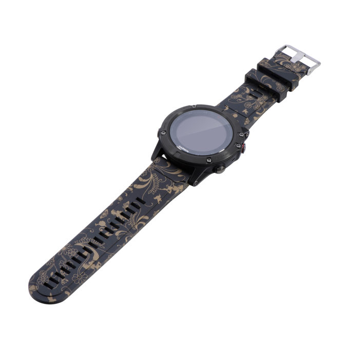 G.r31.c Alt Black & Gold Fairies StrapsCo QuickFit 22 Silicone Rubber Watch Band Strap For Garmin Fenix 5 & Forerunner 935 & Instinct