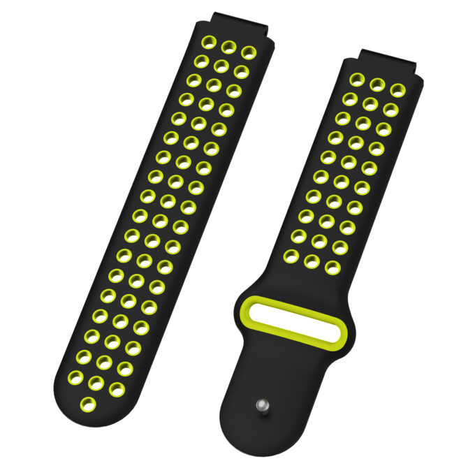 G.r33.1.10 Angle Black & Yellow StrapsCo Perforated Silicone Rubber Watch Band Strap For Garmin Forerunner & Approach