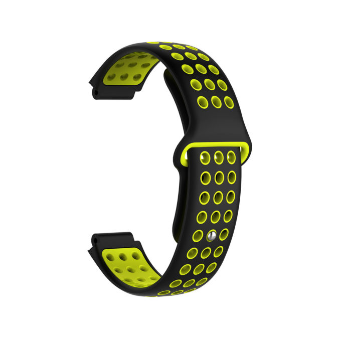 G.r33.1.10 Back Black & Yellow StrapsCo Perforated Silicone Rubber Watch Band Strap For Garmin Forerunner & Approach