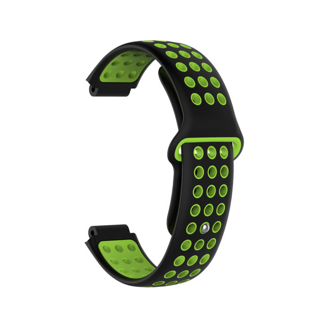 G.r33.1.11 Back Black & Green StrapsCo Perforated Silicone Rubber Watch Band Strap For Garmin Forerunner & Approach