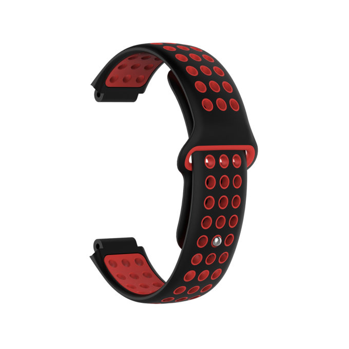 G.r33.1.6 Back Black & Red StrapsCo Perforated Silicone Rubber Watch Band Strap For Garmin Forerunner & Approach