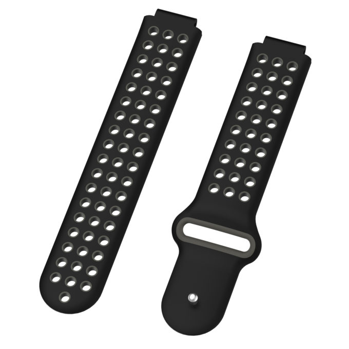 G.r33.1.7 Angle Black & Grey StrapsCo Perforated Silicone Rubber Watch Band Strap For Garmin Forerunner & Approach