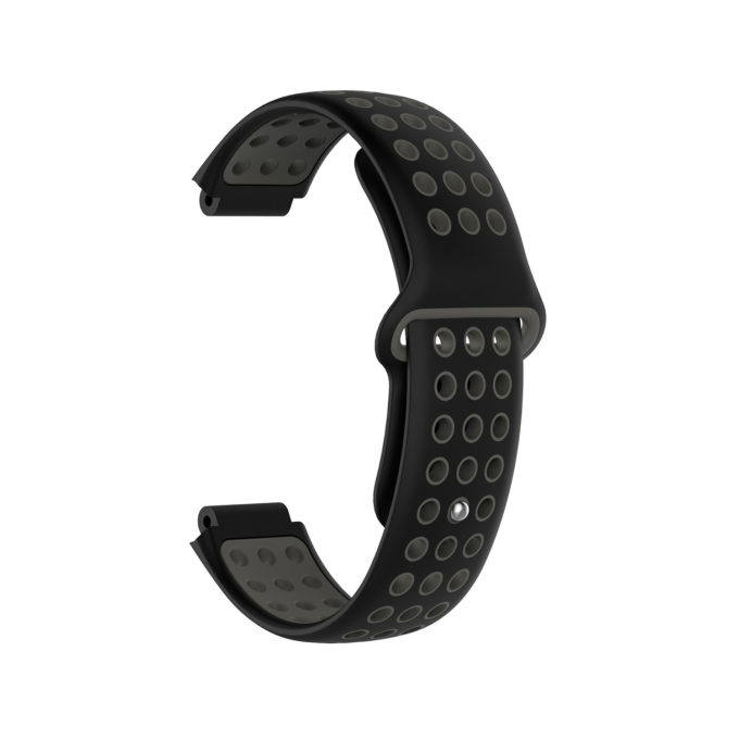 G.r33.1.7 Back Black & Grey StrapsCo Perforated Silicone Rubber Watch Band Strap For Garmin Forerunner & Approach