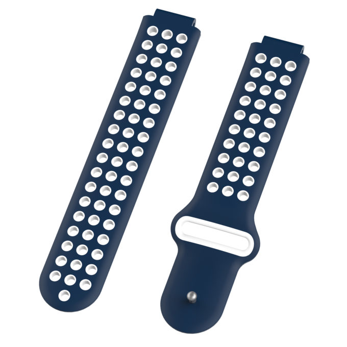 G.r33.5.22 Angle Dark Blue & White StrapsCo Perforated Silicone Rubber Watch Band Strap For Garmin Forerunner & Approach
