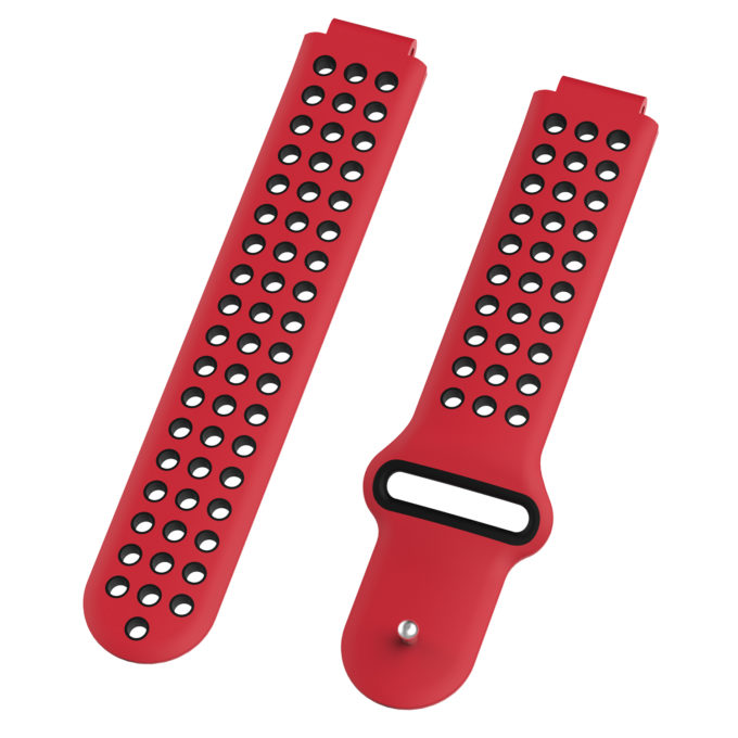 G.r33.6.1 Angle Red & Black StrapsCo Perforated Silicone Rubber Watch Band Strap For Garmin Forerunner & Approach