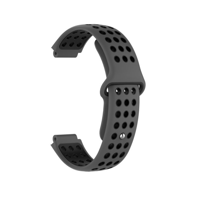 G.r33.7a.1 Back Dark Grey & Black StrapsCo Perforated Silicone Rubber Watch Band Strap For Garmin Forerunner & Approach