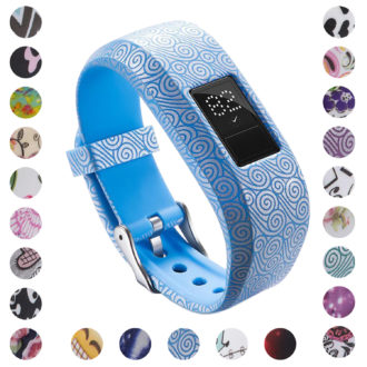 G.r39.b Gallery Blue Swirls StrapsCo Silicone Rubber Replacement Watch Band Strap For Garmin Vivofit JR