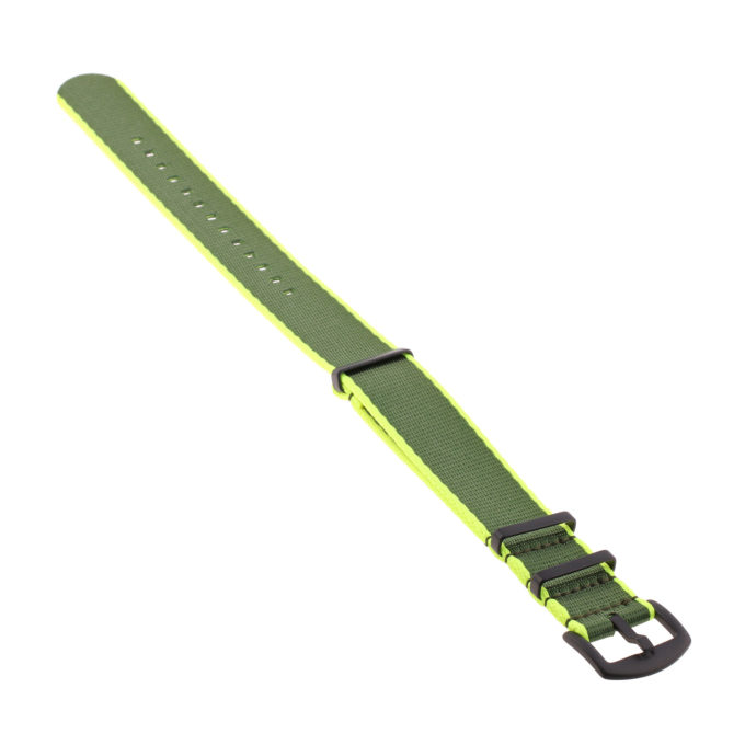 Nt4.nl.10.11.mb Angle Yellow & Army Green StrapsCo Premium Woven Nylon Seatbelt NATO Watch Band Strap With Black Buckle 18mm 20mm 22mm 24mm