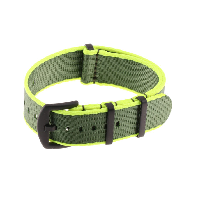 Nt4.nl.10.11.mb Main Yellow & Army Green StrapsCo Premium Woven Nylon Seatbelt NATO Watch Band Strap With Black Buckle 18mm 20mm 22mm 24mm