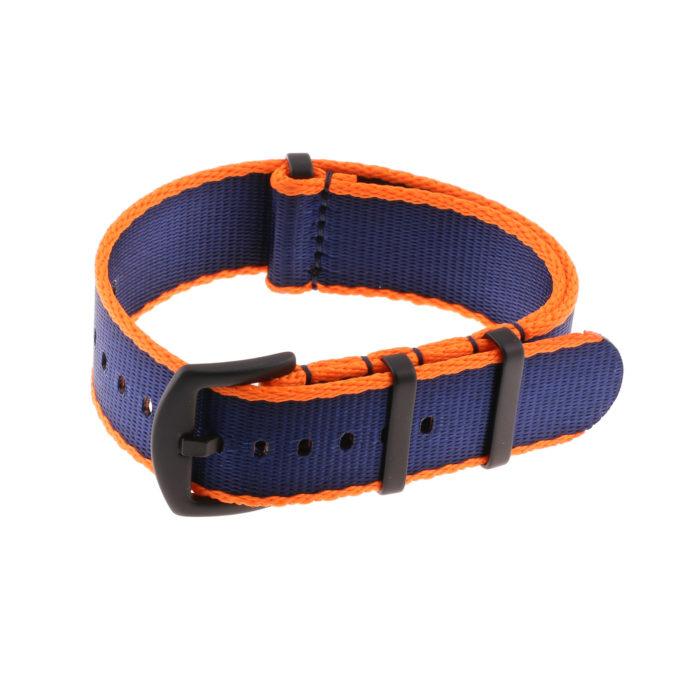 Nt4.nl.12.5.mb Main Orange & Navy Blue StrapsCo Premium Woven Nylon Seatbelt NATO Watch Band Strap With Black Buckle 18mm 20mm 22mm 24mm
