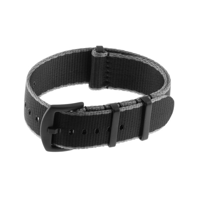 Nt4.nl.7.1.mb Main Grey & Black StrapsCo Premium Woven Nylon Seatbelt NATO Watch Band Strap With Black Buckle 18mm 20mm 22mm 24mm