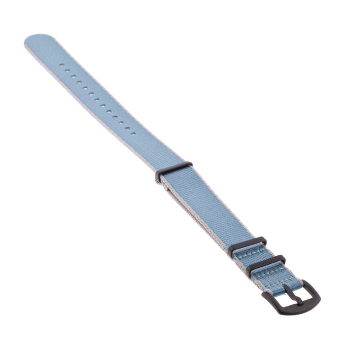 Nt4.nl.7a.5.mb Angle Light Grey & Blue StrapsCo Premium Woven Nylon Seatbelt NATO Watch Band Strap With Black Buckle 18mm 20mm 22mm 24mm