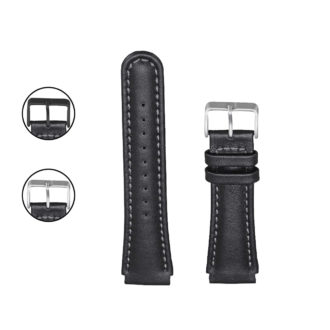 Su.l1.1 Gallery Black (Silver Buckle) StrapsCo Black Genuine Leather Rubber Watch Band Strap Compatible With Suunto X Lander