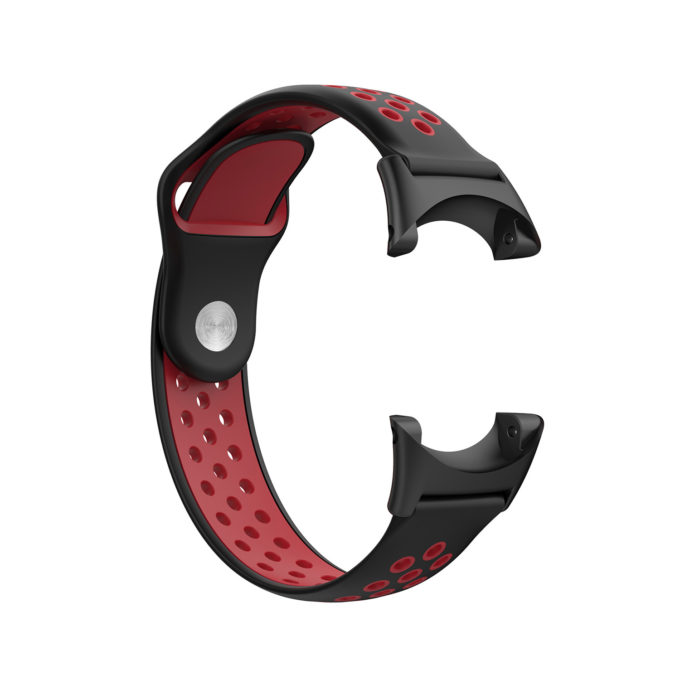 Su.r21 Alt Black & Red StrapsCo Perforated Silicone Rubber Watch Band Strap Compatible With Suunto Core