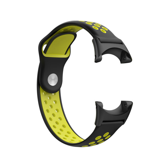 Su.r21 Alt Black & Yellow StrapsCo Perforated Silicone Rubber Watch Band Strap Compatible With Suunto Core