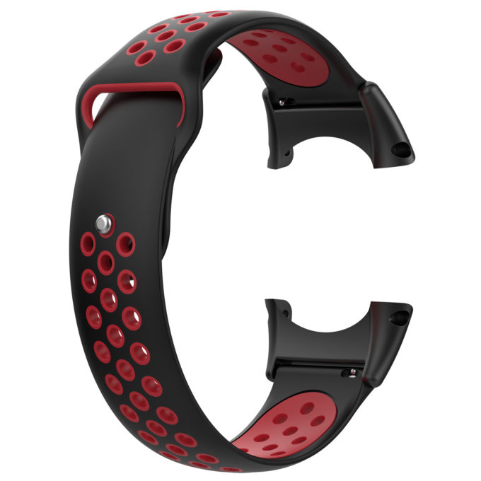 Su.r21 Back Black & Red StrapsCo Perforated Silicone Rubber Watch Band Strap Compatible With Suunto Core