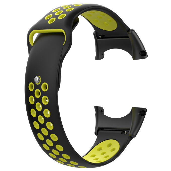 Su.r21 Back Black & Yellow StrapsCo Perforated Silicone Rubber Watch Band Strap Compatible With Suunto Core