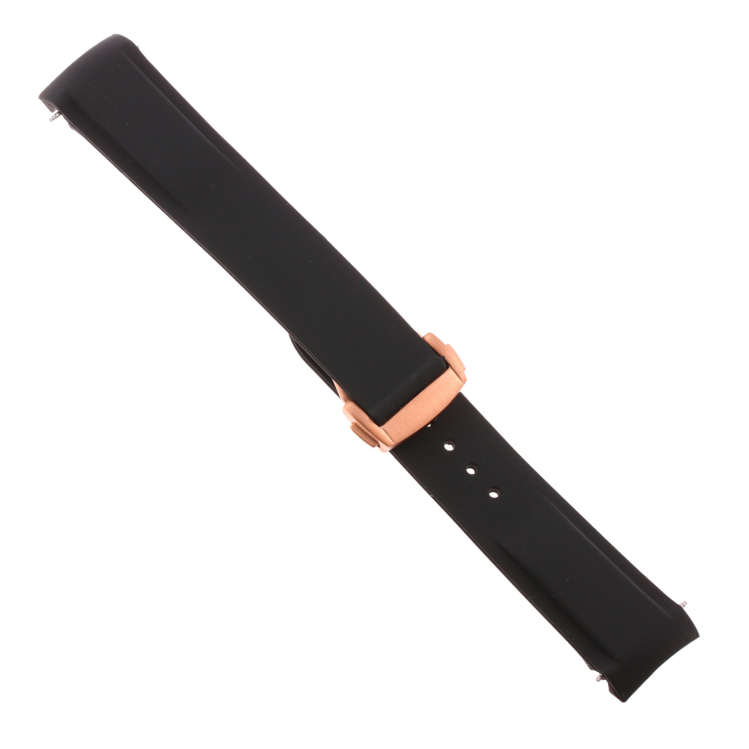 Rom4.1.1.rg Angle Black Strapsco Silicone Rubber Watch Band For Omega Seamaster Planet Ocean With Rose Gold Clasp