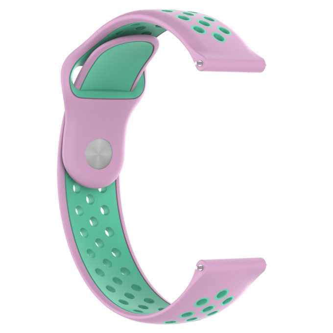 S.r10.13.11a Front Pink & Mint Green StrapsCo Perforated Silicone Rubber Watch Band Strap Compatible With Samsung Galaxy Watch, Galaxy Watch Active & Gear
