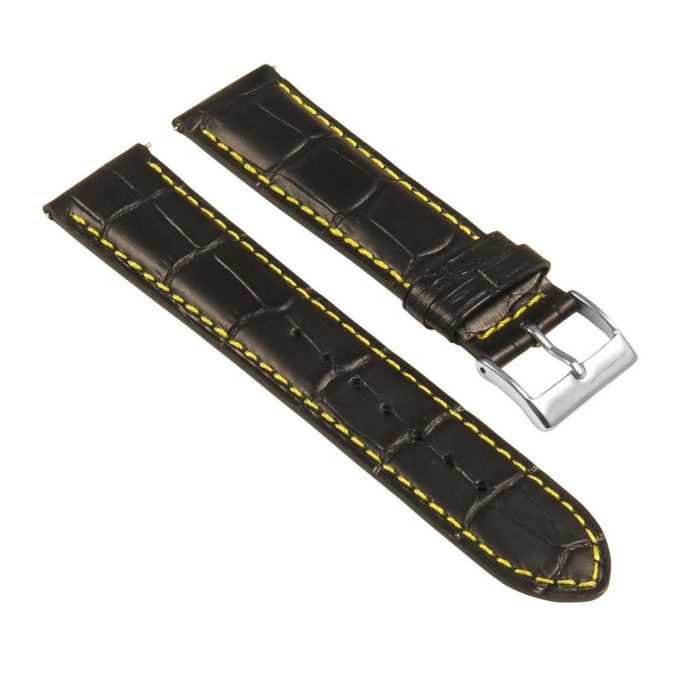 St21.1.10 Angle Black & Yellow Crocodile Embossed Leather Watch Band