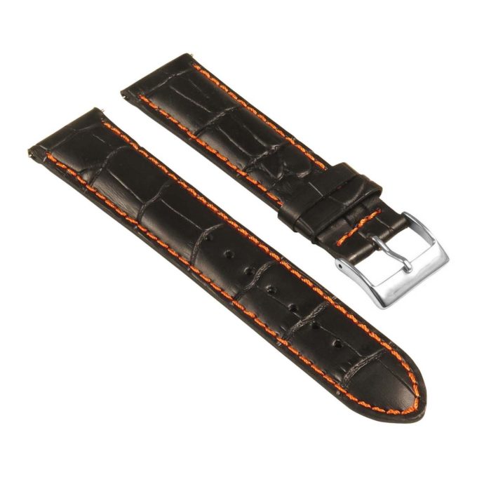St21.1.12 Angle Black & Orange Crocodile Embossed Leather Watch Band