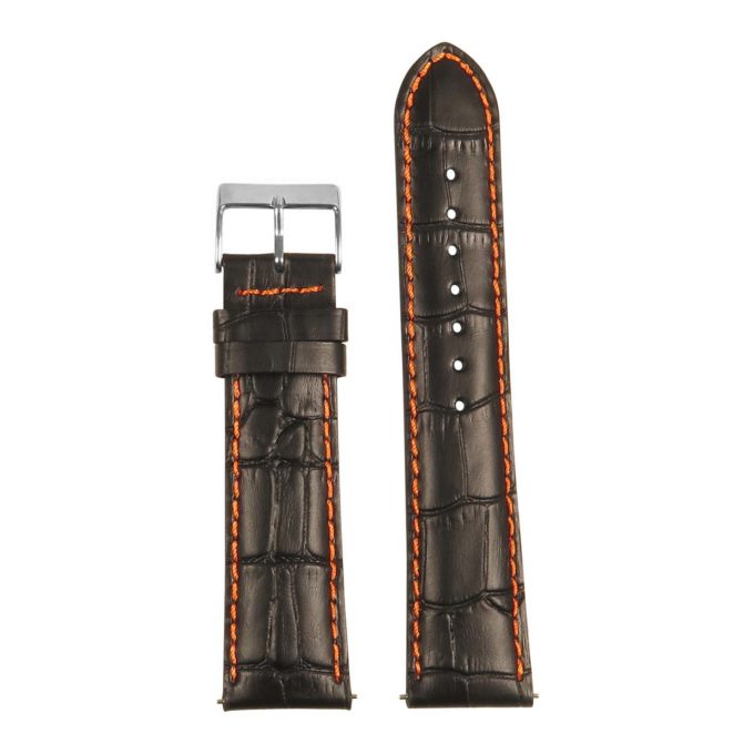 St21.1.12 Up Black & Orange Crocodile Embossed Leather Watch Band
