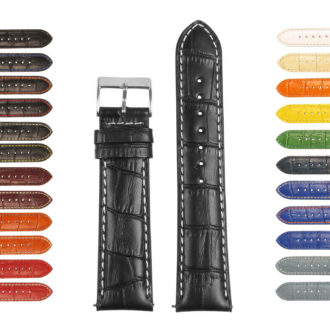 St21.1.22 Gallery Black & White Crocodile Embossed Leather Watch Band