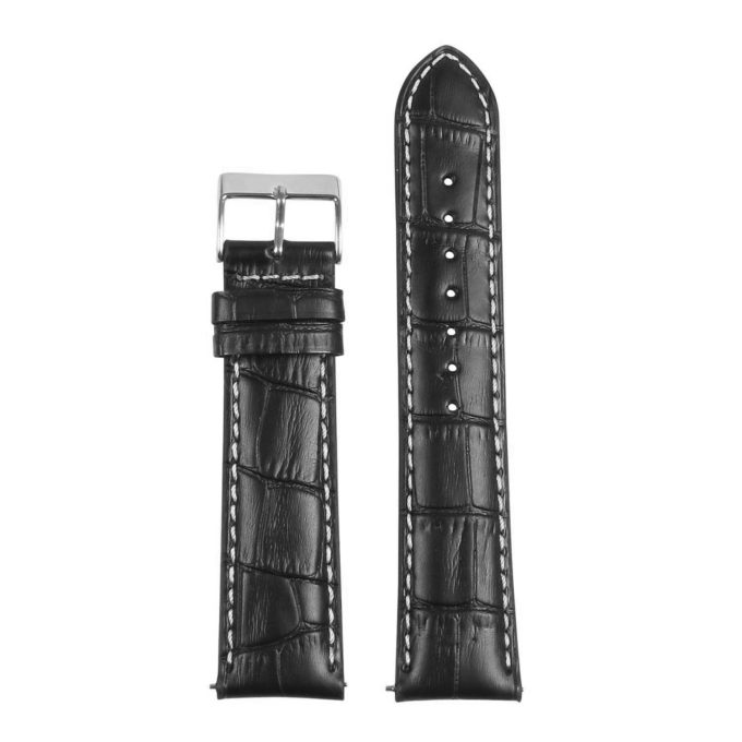 St21.1.22 Up Black & White Crocodile Embossed Leather Watch Band
